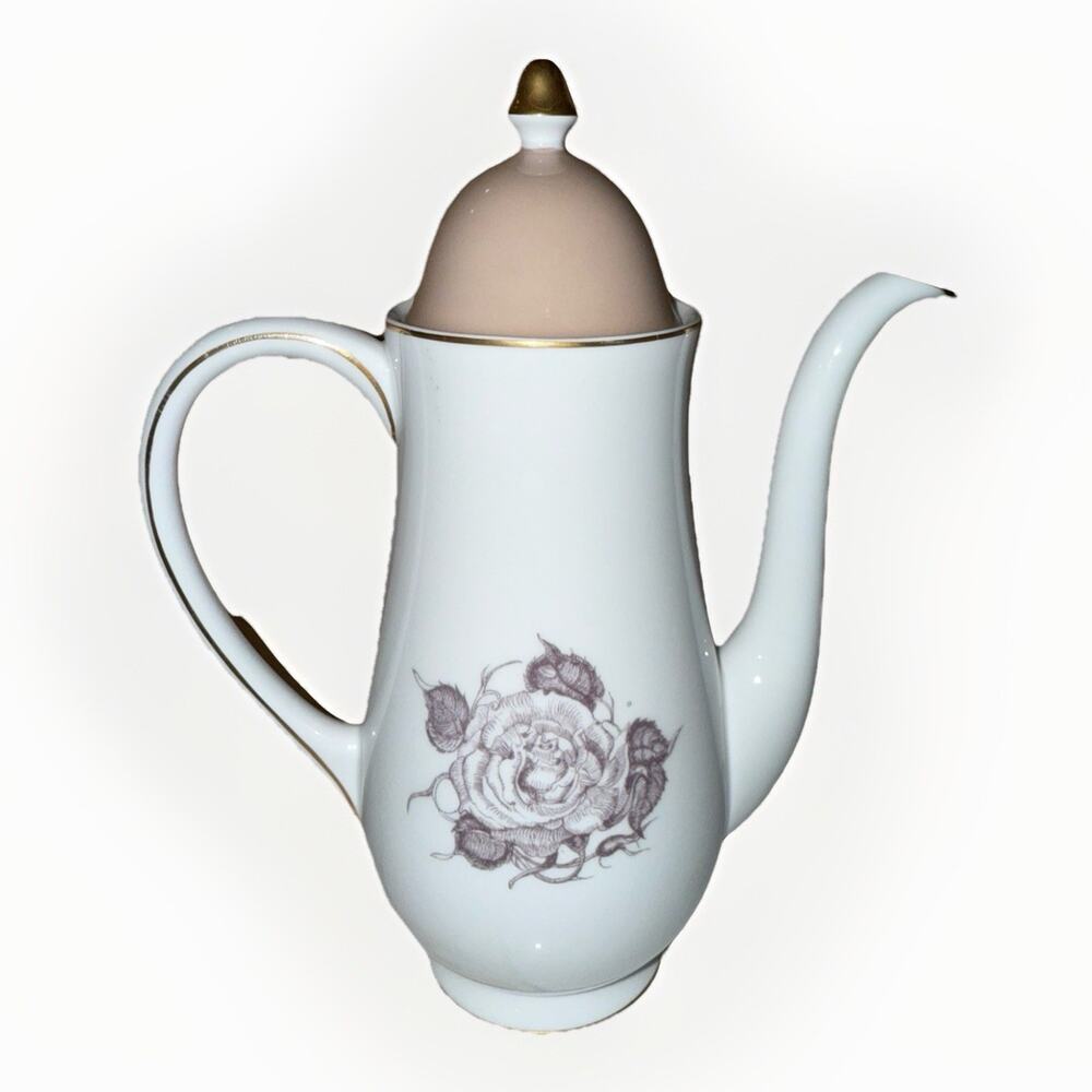Susie Cooper Sepia Rose Coffee Tea Pot 9” Vintage Bone China England #913